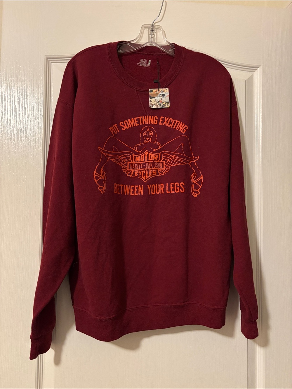 NWT Gold Dogs Seattle Maroon Graphic Crewneck Sweatshirt Biker Retro -Size L